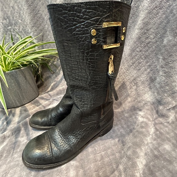 TORY BURCH Pebbled Leather STOWE Moto Boots - Picture 3 of 7